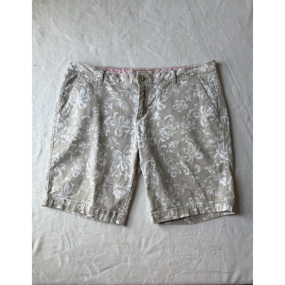 ARIZONA‎ JEANS COMPANY JR. Size 13 Beige Hawaiian Print Cotton Stretch Shorts